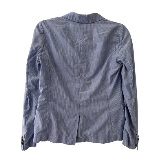 J. Crew Schoolboy Blazer Blue White Striped Cotton Two Button Slim Fit Work - Picture 9 of 13